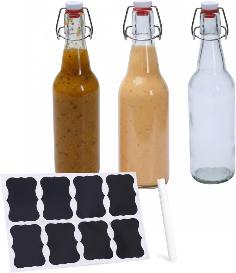 Duimbok Salad Dressing Container Glass,3Pack Leakproof Salad Jar with Lid and Tags, Homemade Dressing Shaker Bottle for Meal Prep, Portable Glass Shaker Bottle for Lunch or Travel, 17 Ounce Capacity - Image 1